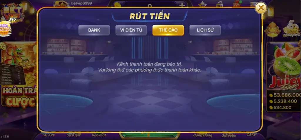 Rút Tiền Qua Thẻ Cào Tại Betvip