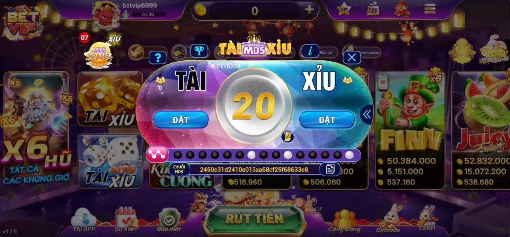 Game Tài Xỉu MD5 Tại Betvip
